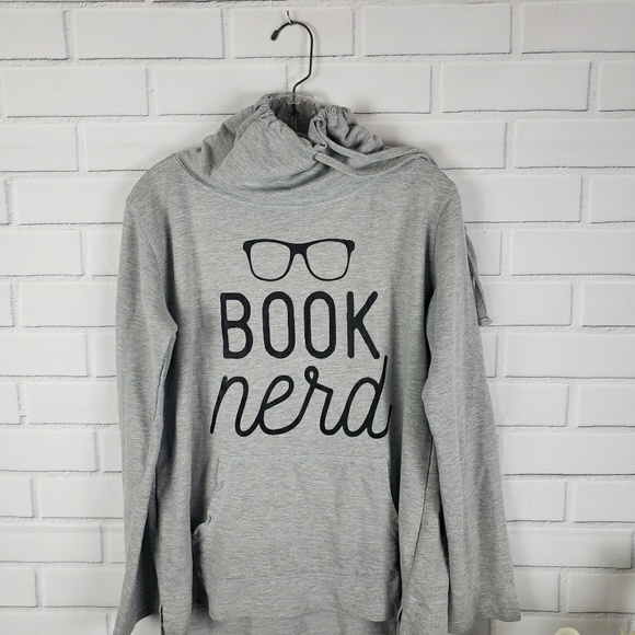 Tops - gray  sweatshirt Book Nerd ladies large